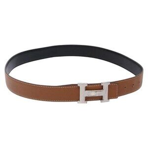 HERMES Constance Belt Leather 38.6"" Brown Auth 132309